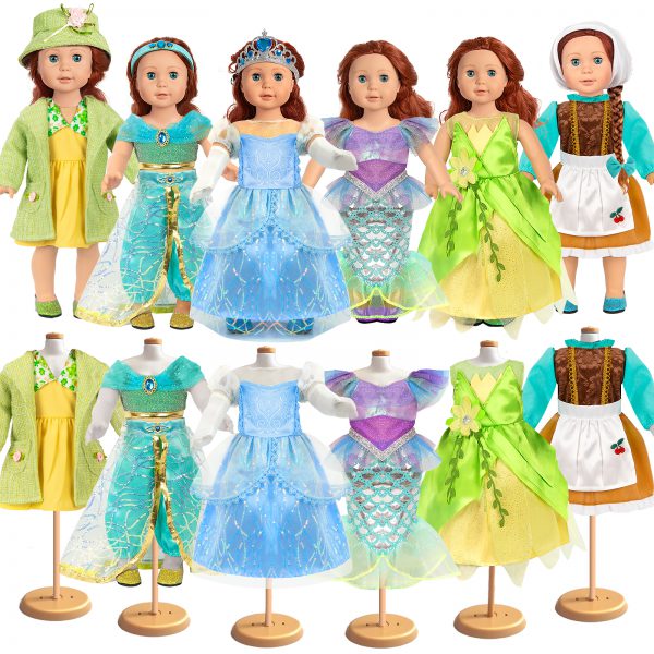 18 inch Doll Clothes Accessories - 6Pcs Different Princess Costume Dress