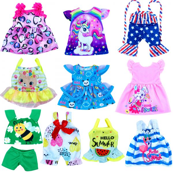 12 inch Baby Doll-Clothes and Accessories - 10 Sets Doll Clothes for 10-12 Inch Dolls, Baby Doll Clothes Dress Outfits Accessories Christmas Birthday Gift for Kids - Image 2