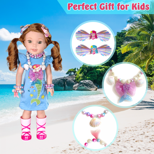 14 inch American Mermaid Doll Clothes and Doll Sleeping Bag Set Mermaid Dress for 14 inch Dolls Accessories for Kids Best Gifts - Image 3