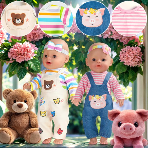 6 Sets Baby Doll Accessories - Dress Outfits, Headbands & More for 14-16 Inch & Newborn 43cm Dolls - Image 4