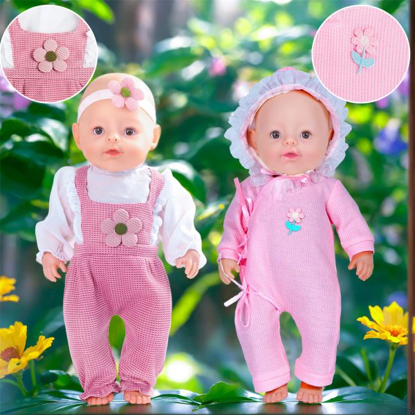 6 Sets Baby Doll Accessories - Dress Outfits, Headbands & More for 14-16 Inch & Newborn 43cm Dolls - Image 5