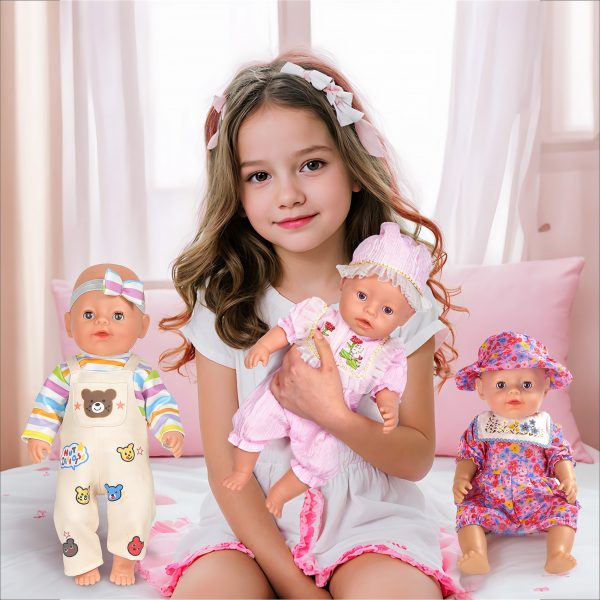 6 Sets Baby Doll Accessories - Dress Outfits, Headbands & More for 14-16 Inch & Newborn 43cm Dolls - Image 6
