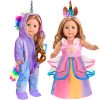 2-Sets 18-inch Doll-Clothes Set - Unicorn Clothes with Hair Clip and Headband - Compatible with All 18 inch Dolls Accessories for Kids