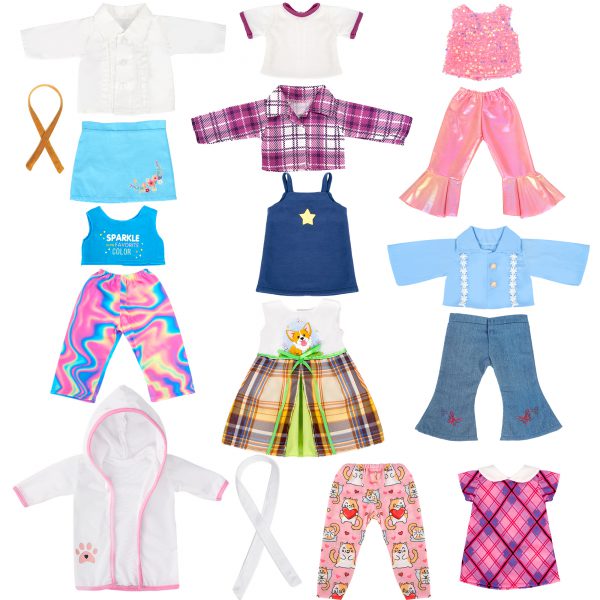 American 18-Inch Doll Clothes, 8 Sets Doll Clothing and Accessories for 18 inch Doll, Baby Doll Dress up Toys for Girls Kids - Image 2
