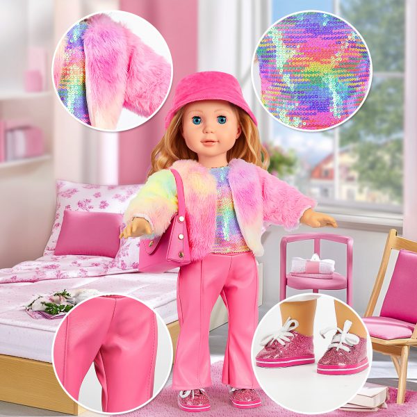 18-inch-Doll-Clothes and Accessories - Doll-Travel-Suitcase Luggage, Doll-Clothes and Shoes, Bag, Sunglasses, Camera, Passport, Notebook, Phone, pad Doll Travel Gear Play Set Fit 18 inch Doll - Image 5
