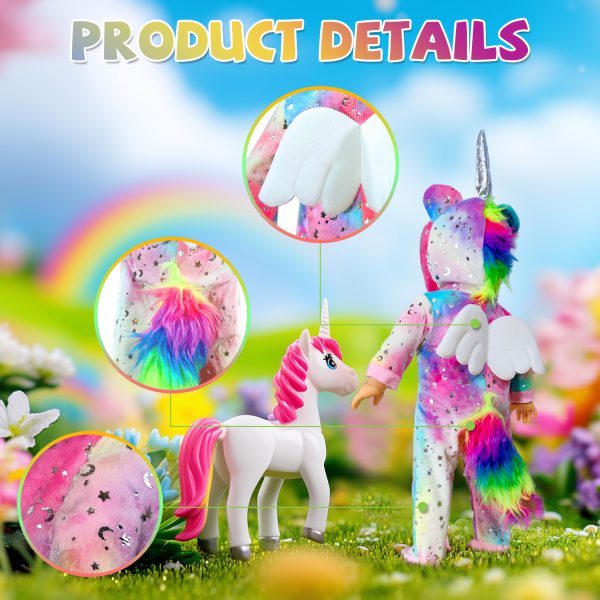 2-Sets 18-inch Doll-Clothes Set - Unicorn Clothes with Hair Clip and Headband - Compatible with All 18 inch Dolls Accessories for Kids - Image 4