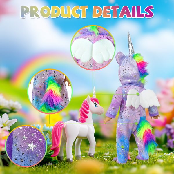 2-Sets 18-inch Doll-Clothes Set - Unicorn Clothes with Hair Clip and Headband - Compatible with All 18 inch Dolls Accessories for Kids - Image 5