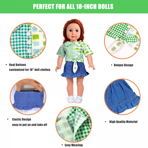 18-Inch-Doll-Clothes and Accessories - 8 Sets American Doll Clothes Compatible with All 18 inch Dolls Outfits Christmas Birthday Gift for Girls - Image 7