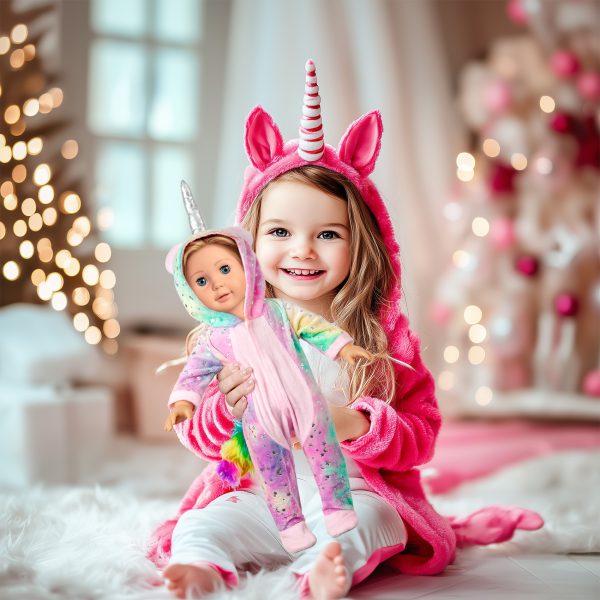 2-Sets 18-inch Doll-Clothes Set - Unicorn Clothes with Hair Clip and Headband - Compatible with All 18 inch Dolls Accessories for Kids - Image 6