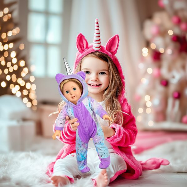 2-Sets 18-inch Doll-Clothes Set - Unicorn Clothes with Hair Clip and Headband - Compatible with All 18 inch Dolls Accessories for Kids - Image 3