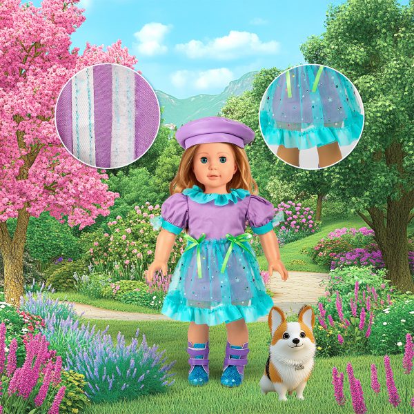18-inch Doll Clothes & Accessories - Travel Suitcase, Clothes & Shoes, Handbag, Berets, Passport, Notebook, Travel Gear Play Set - Image 8