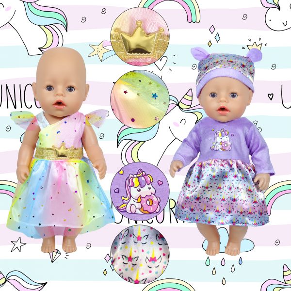 12 Sets 14-16-Inch-Baby-Doll-Clothes-Outfits Dress Headbands Accessories Compatible with 43cm New Born-Baby-Doll, 15-inch-Baby-Doll, 18-Inch Doll - Image 7
