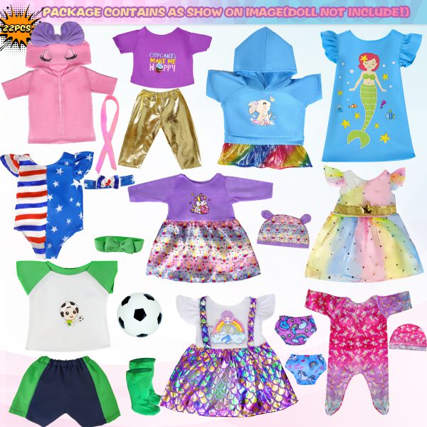 12 Sets 14-16-Inch-Baby-Doll-Clothes-Outfits Dress Headbands Accessories Compatible with 43cm New Born-Baby-Doll, 15-inch-Baby-Doll, 18-Inch Doll - Image 6