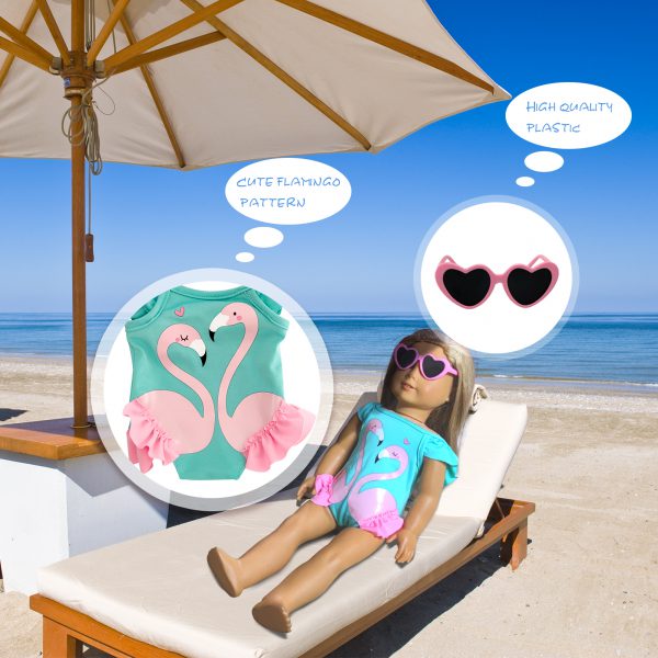 18-inch-Doll-Clothes and Accessories - Doll-Travel-Suitcase Play Set Including Luggage, 2 Sets of Doll-Clothes and Shoes, Umbrella Sunglasses Camera Travel Pillow Blindfold Passport Tickets - Image 7